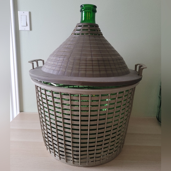 Large Green Glass Demijohn Bottle - Picture 2 of 2